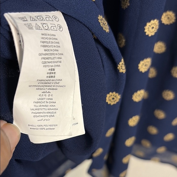 Michael Kors Navy Blouse with Gold Dots - Picture 7 of 8
